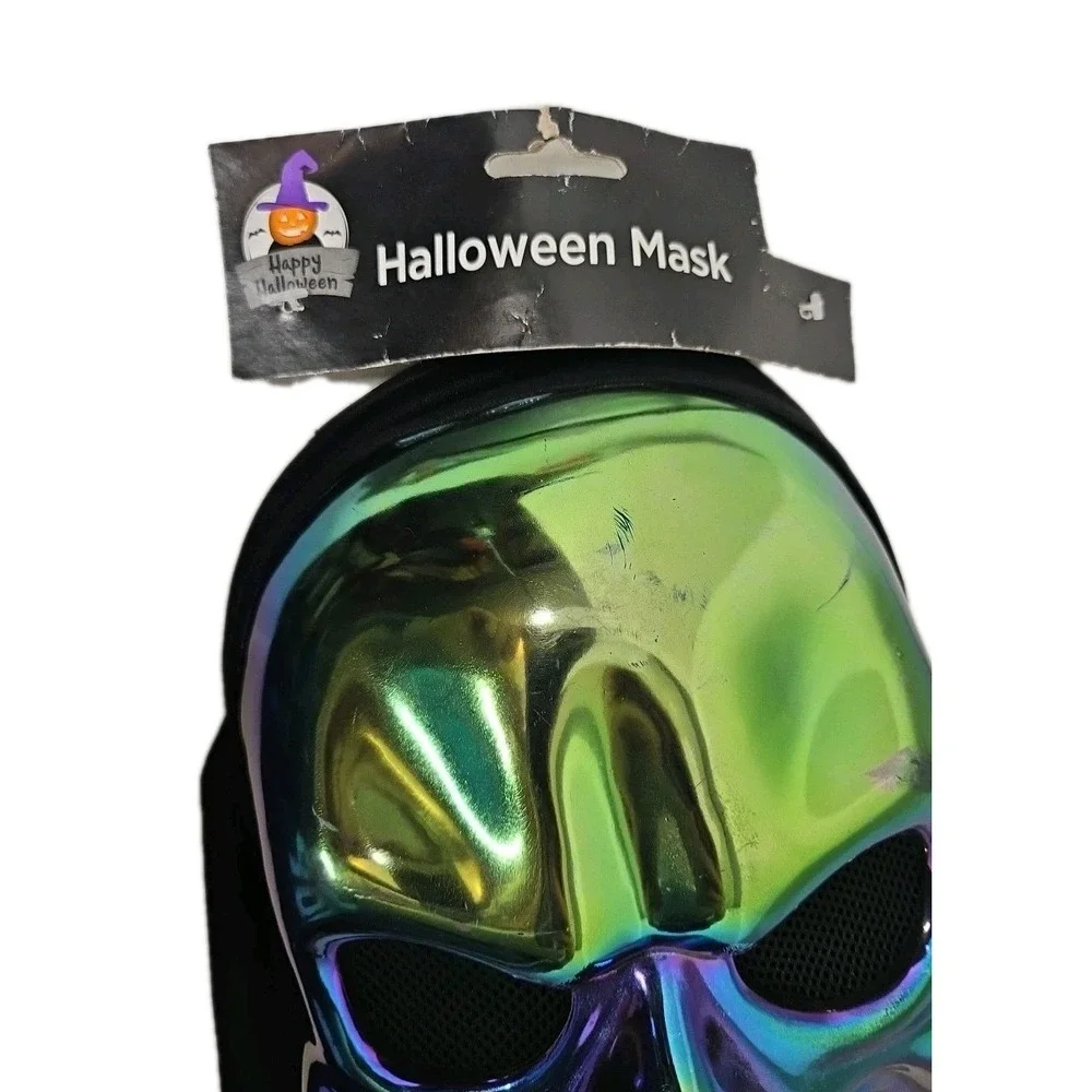 Men's Skull Mask Iridescent Hooded Halloween Costume‎ Cosplay Horror New